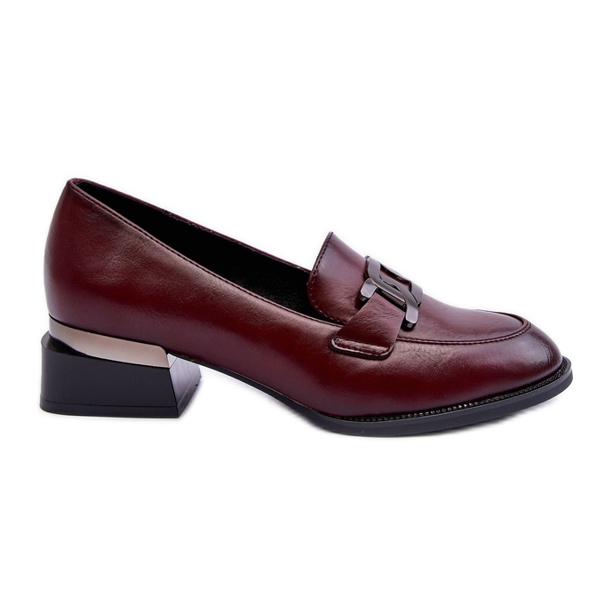 Vinceza Sapatos de couro, mocassins de salto alto, Borgonha Sakina vermelho