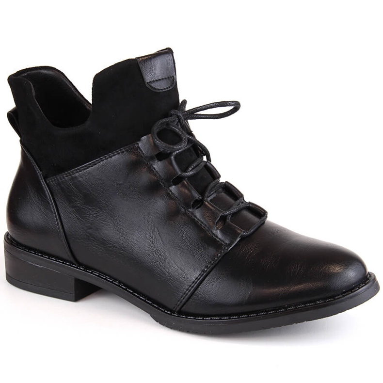 M. DASZYŃSKI Botas femininas pretas com salto baixo e isolamento M.Daszyński MR2251-6 preto