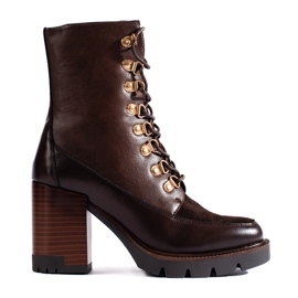 Botins castanhos com atacadores Vinceza marrom