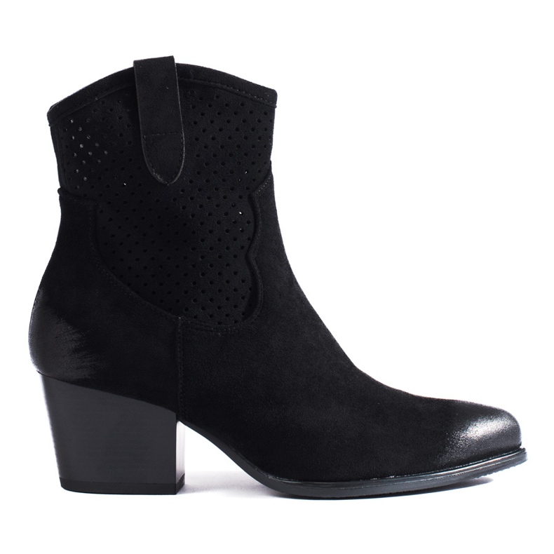 Botas de cowboy pretas perfuradas com salto alto da Vinceza preto