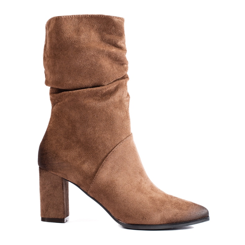 Botins elegantes em camurça bege, Vinceza