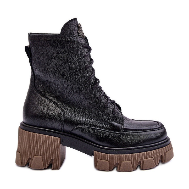 Botas femininas com isolamento de couro preto Lemar Rehin preto