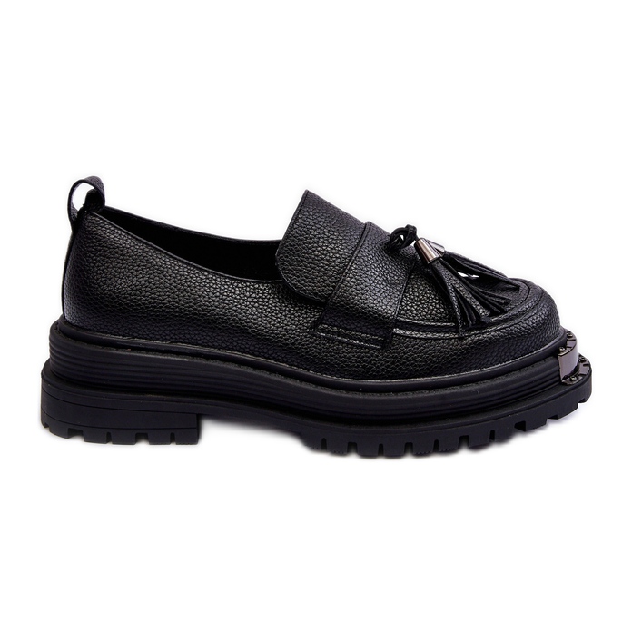 PS1 Mocassins de couro com plataforma e salto plano, Preto Jorne