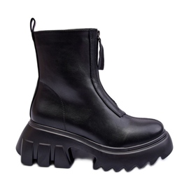 Botins Kusma pretos em plataforma enorme com zíper Botins Kusma pretos em plataforma enorme com zíper
