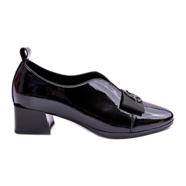 Vinceza Sapatos lacados de salto alto com decoração, Elosa preto