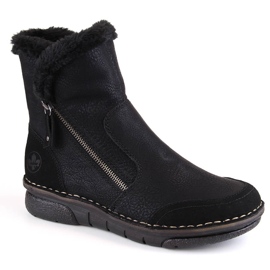 Botas femininas confortáveis ​​e isoladas com pele, pretas Rieker 73371-00 preto