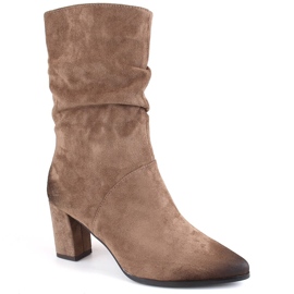 Botas femininas curtas, enrugadas e com isolamento, marrom, Vinceza 58146