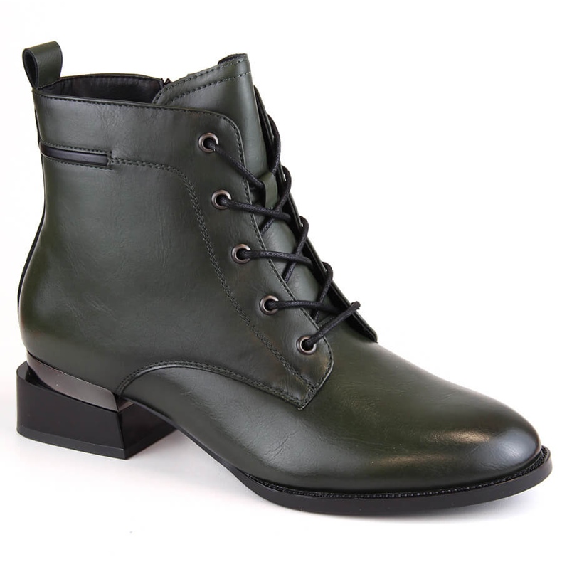 Botas femininas com salto alto com isolamento, verdes Vinceza 58158