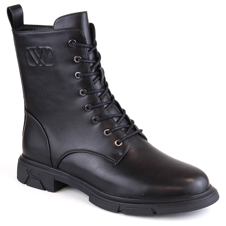 Botas femininas isoladas com cadarço e zíper, pretas Filippo DBT4045 preto