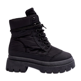 Botins femininos Trappers isolados com plataforma e salto plano Big Star MM274338 preto