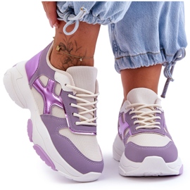 Seastar Tênis feminino roxo Cortes com cadarço tolet