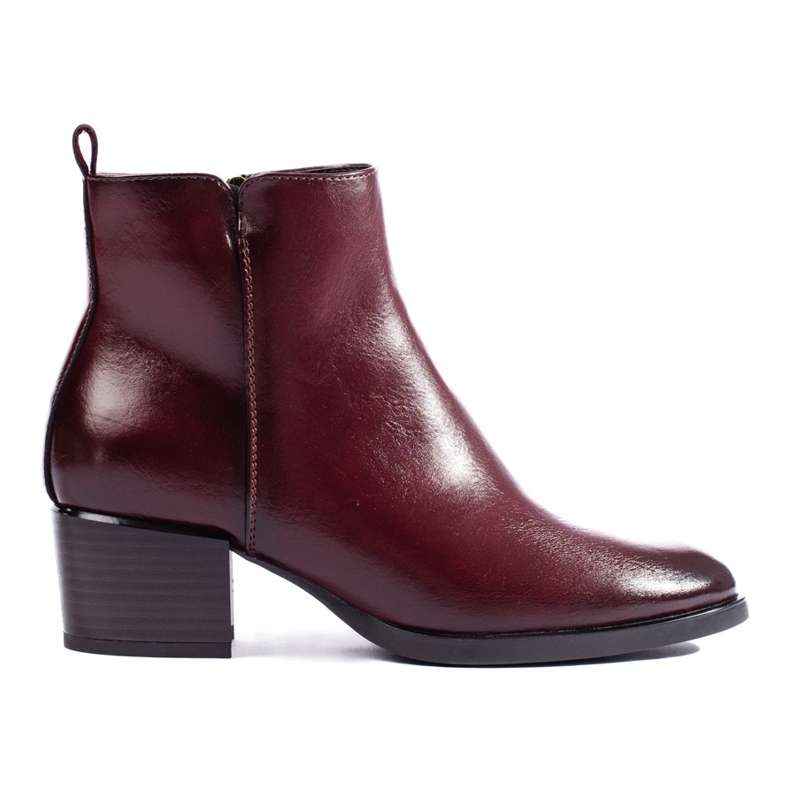 Botins cor de vinho com salto alto confortável da Vinceza vermelho