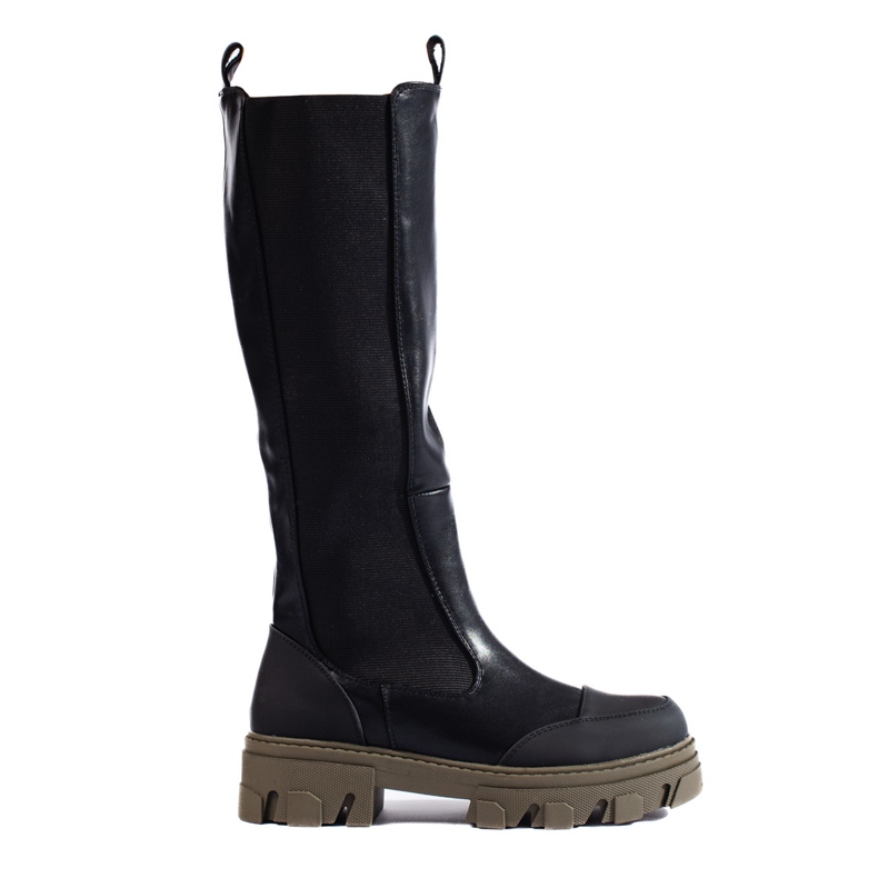 Botas pretas com parte superior flexível Shelovet preto Botas pretas com parte superior flexível Shelovet preto