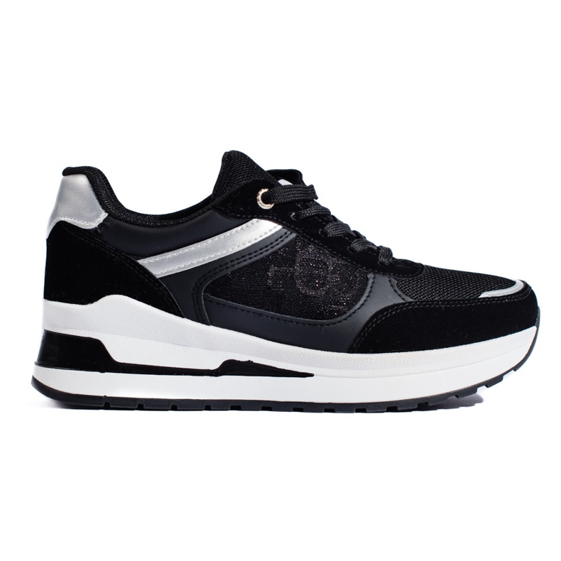 Tênis feminino preto com inserção Shelovet branca