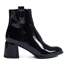 Botins pretos clássicos de salto alto Shelovet envernizados