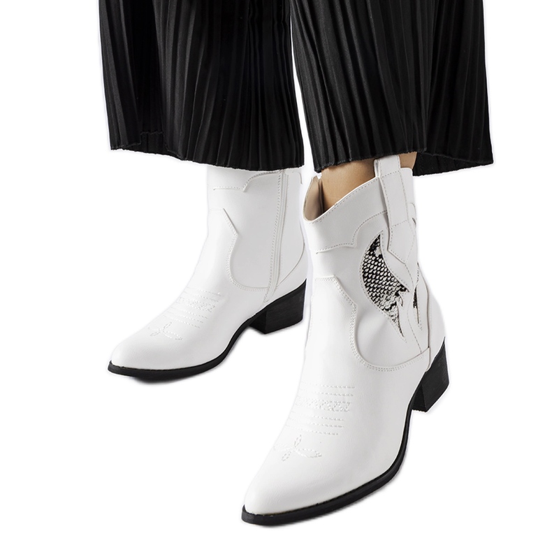 Botas de cowboy brancas de salto alto Henriette branco