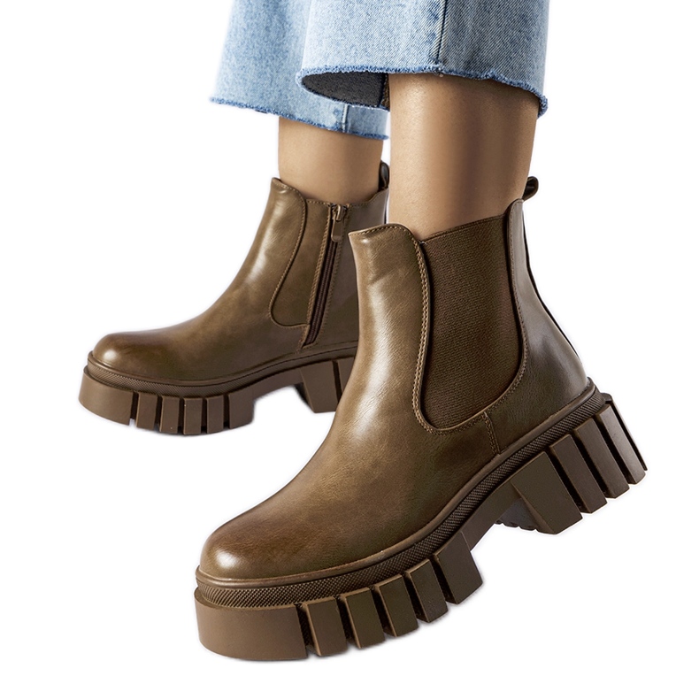 Botas Chelsea com plataforma marrom, Giusy castanho