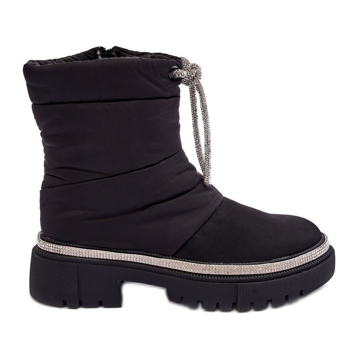PS1 Botas de neve de salto plano decoradas com Plotia pretas preto
