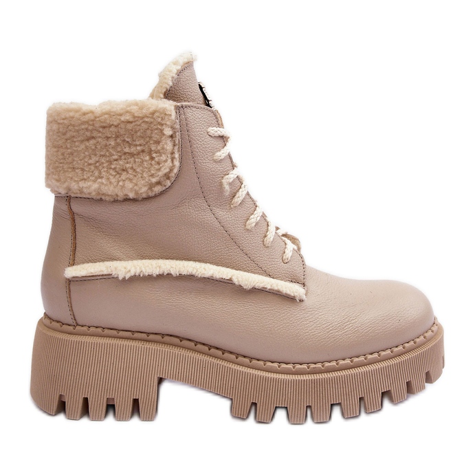Botas femininas de couro bege Lemar Vergo