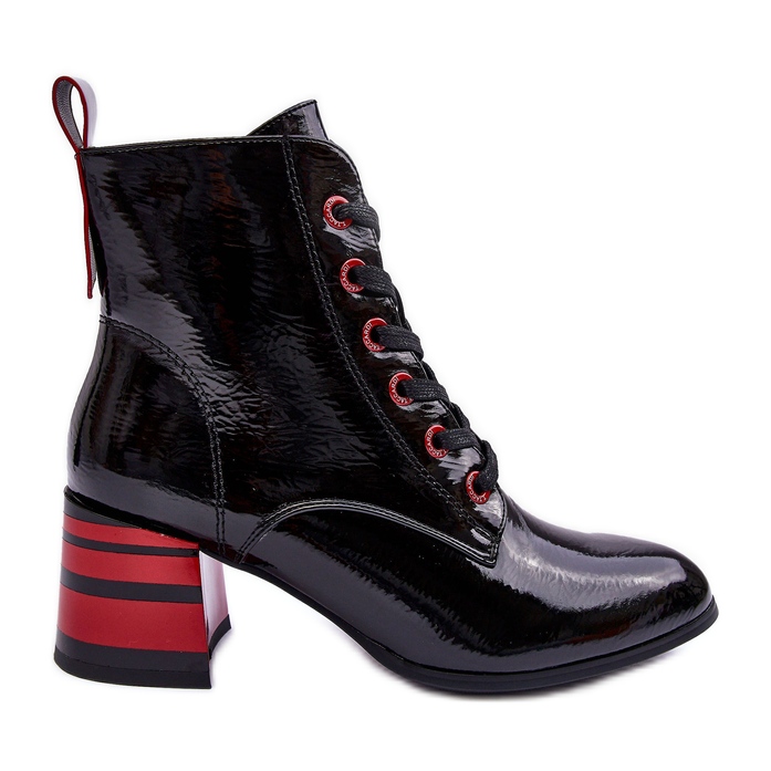 Botas envernizadas de salto alto S.Barski MR870-49 pretas preto