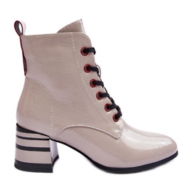 Botas envernizadas de salto alto S.Barski MR870-49 cinza claro Botas envernizadas de salto alto S.Barski MR870-49 cinza claro