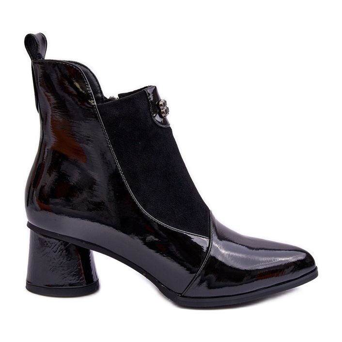 Botas de couro de salto alto S.Barski MR870-96 pretas preto