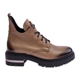 Botas rasas de couro feminino bege Lemar Charline