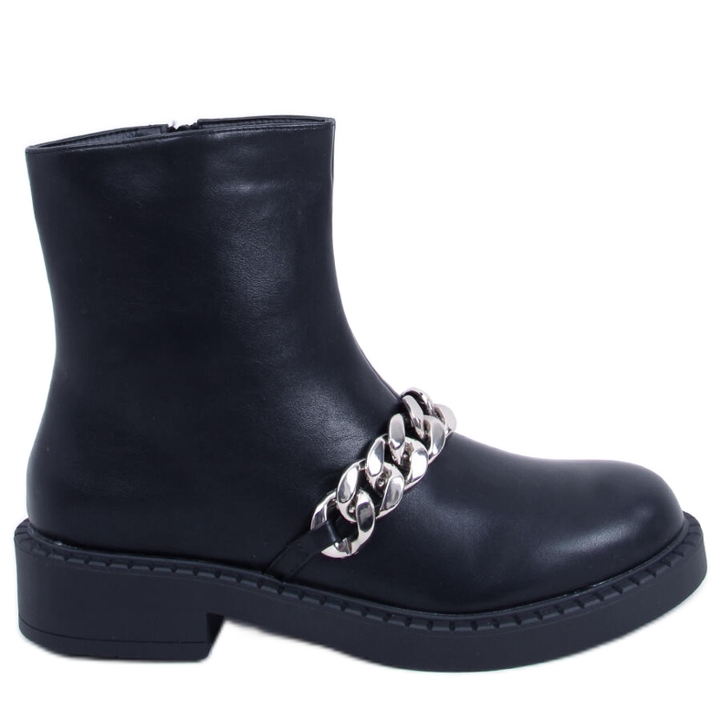 Botins Feminino Foster Black com corrente preto Botins Feminino Foster Black com corrente preto