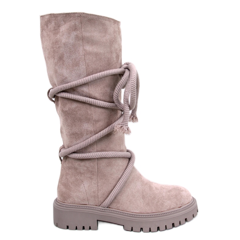 Botas Spicer de camurça bege com cordão Botas Spicer de camurça bege com cordão