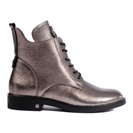 W. Potocki Botas rasteiras prateadas Potocki castanho W. Potocki Botas rasteiras prateadas Potocki castanho