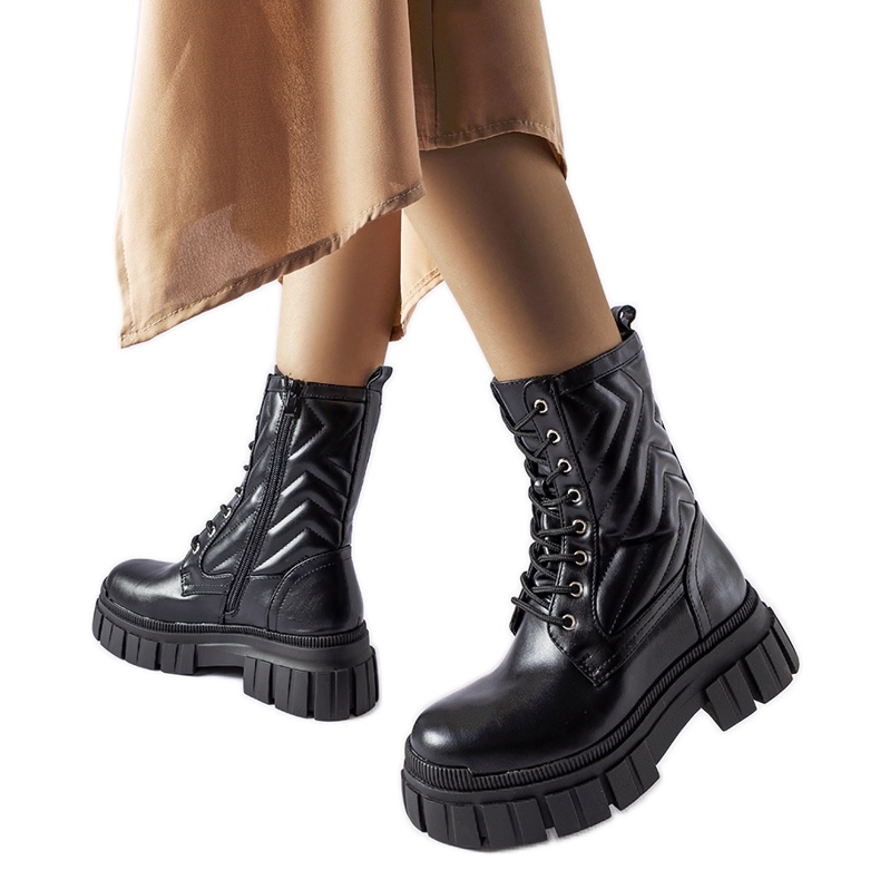 Botas pretas de operário decoradas com quilting Fiacre preto