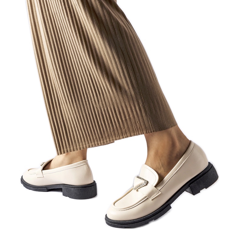 Mocassins bege decorados com strass Marsilius Mocassins bege decorados com strass Marsilius