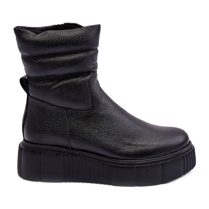 Lemar Suam Botas femininas de couro com plataforma preta preto