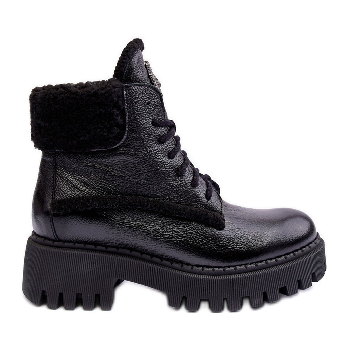 Botas femininas de couro pretas Lemar Vergo preto