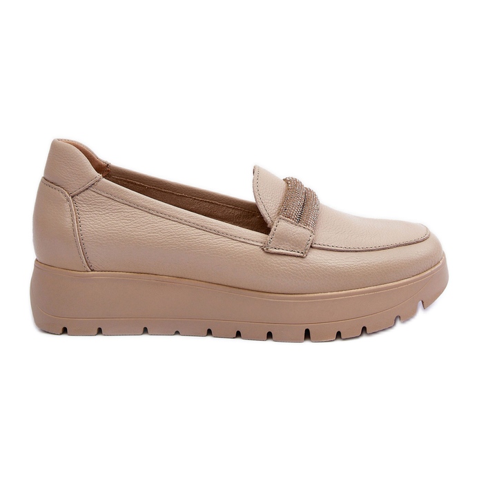 Sapatos com plataforma de couro com decoração bege claro Lemar Lehira