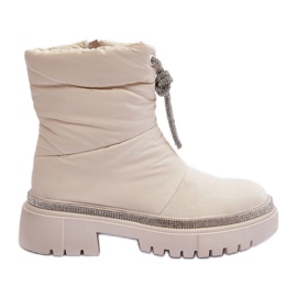 PS1 Botas de neve com salto plano decoradas Bege Claro Plotia PS1 Botas de neve com salto plano decoradas Bege Claro Plotia