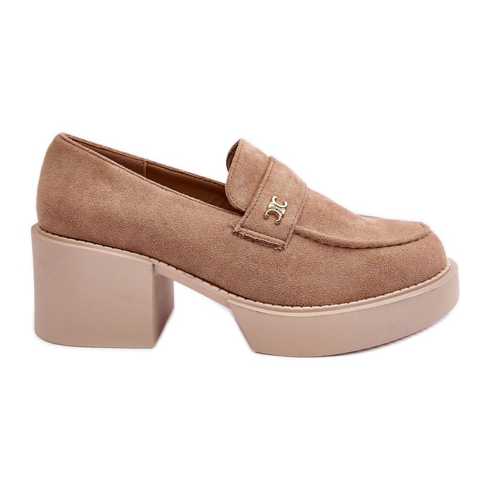 Sapatos femininos de camurça com salto alto, bege Afnira