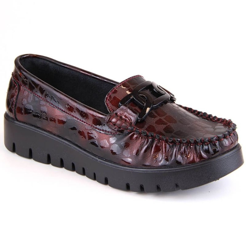 Mocassins de couro na plataforma Filippo W PAW314E plataforma bordô vermelho