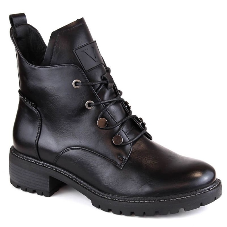 Botas isoladas com cadarço e zíper Vinceza W JAN239 pretas preto