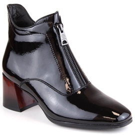 Botins envernizados de salto alto com zíper, isolados Vinceza W JAN249, preto Botins envernizados de salto alto com zíper, isolados Vinceza W JAN249, preto