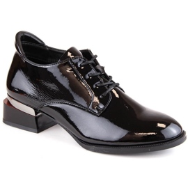 Vinceza W JAN254A sapatos pretos com cadarço envernizado