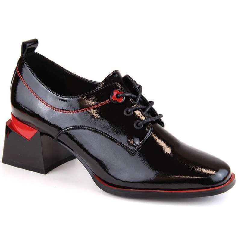 Sapatos de couro envernizado com bloco Filippo W PAW469, preto