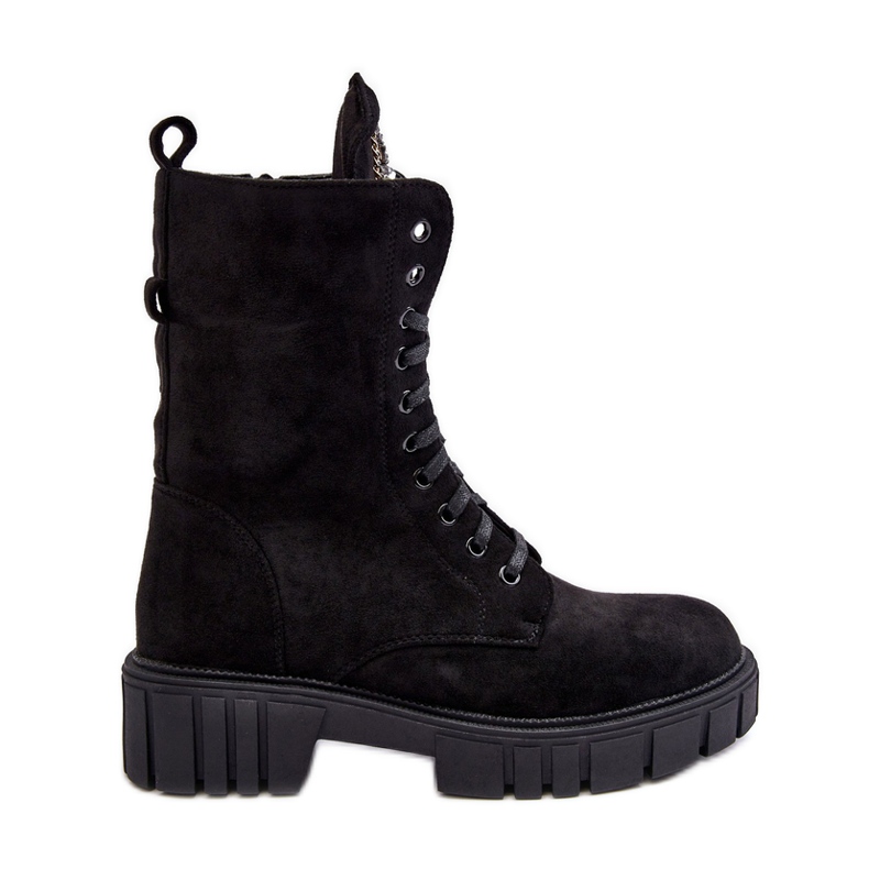 Botas de trabalho em camurça com decoração de joias, Black Marx preto Botas de trabalho em camurça com decoração de joias, Black Marx preto