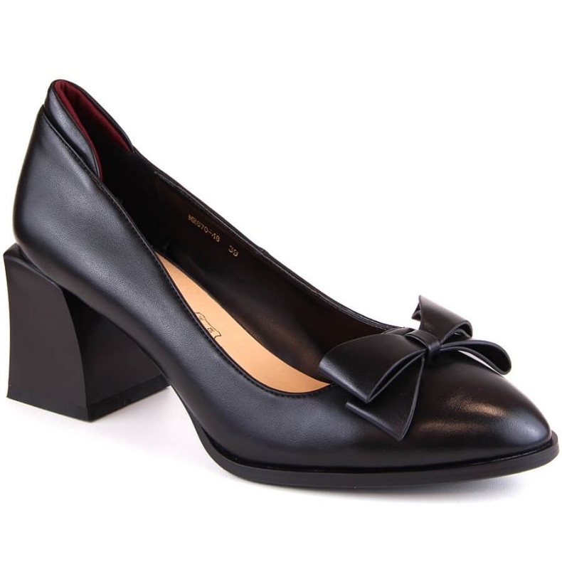 D&amp;A S.Barski Premium Collection W OLI229A sapatos pretos de salto alto com laço