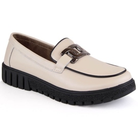 Sapatos plataforma de couro com corrente Filippo W PAW460B bege