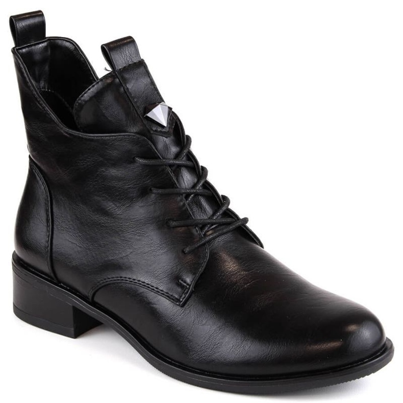 Botins isolados com cadarço e zíper M.Daszyński W SAN18, preto