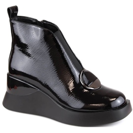 D&amp;A S.Barski Premium Collection W OLI228A botas pretas de cunha preto