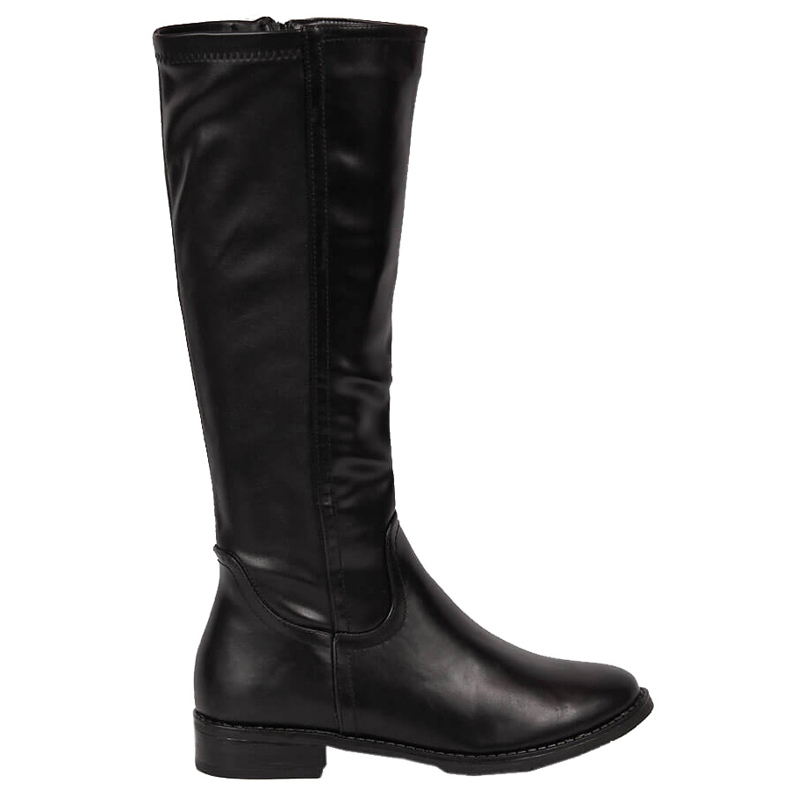 Botas femininas com salto baixo com isolamento Jezzi SA62-69 pretas preto