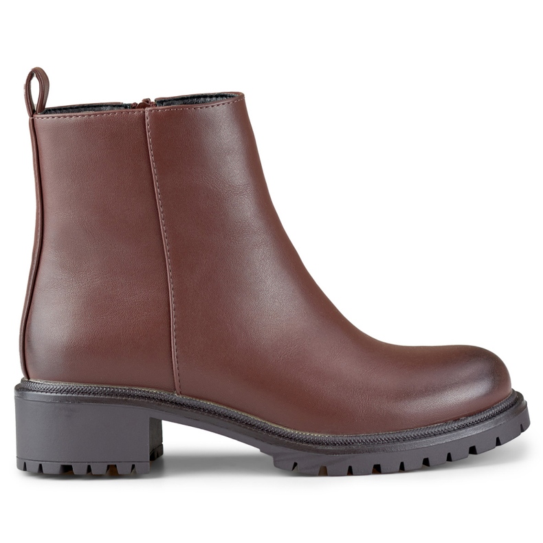 Botins clássicos femininos marrons em couro ecológico castanho