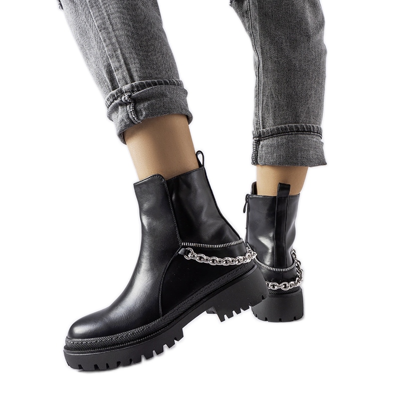 Botins pretos com corrente Muqaddim preto